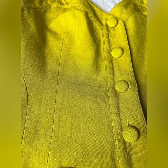 SOLD Vintage Donna Karan Halter neck Vest Medium Silk Chartreuse - Picture 9 of 13
